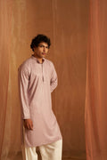 Lavender viscose Chikankari Embroidery Work Men's Traditional Kurta Set - Mahotsav