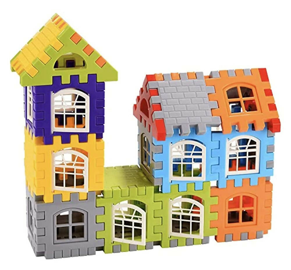 Kipa Multi Colored 72 Pcs Mega Jumbo Happy Home House Building Blocks with Attractive Windows and Smooth Rounded Edges - Building Blocks for Kids
