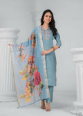 Ethnic Festive Wear Chanderi Viscose Sky Stitched Suit With Dupatta - Tanisha