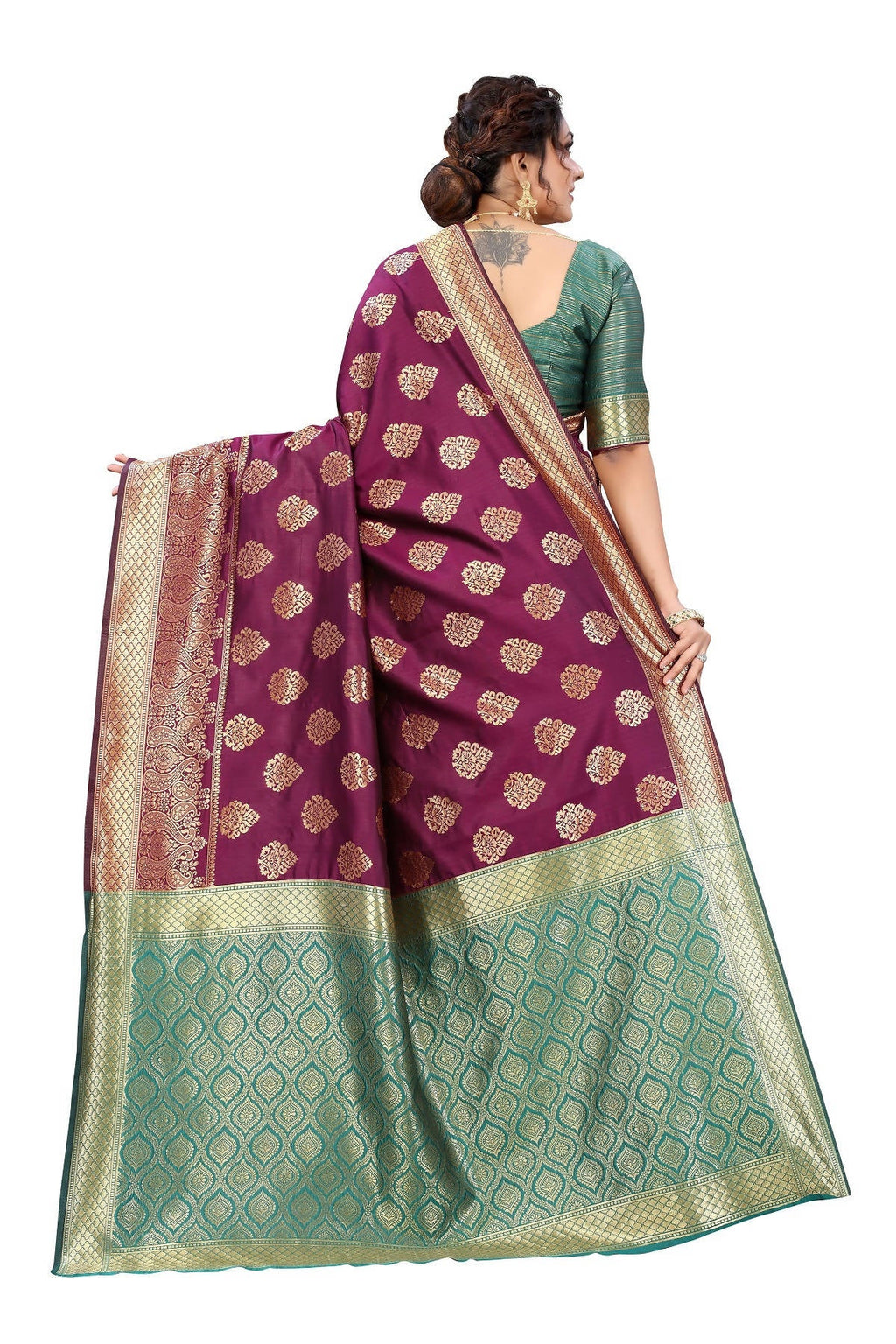 Vamika Ethnic Fire Purple Weaving Banarasi Jacquard Saree