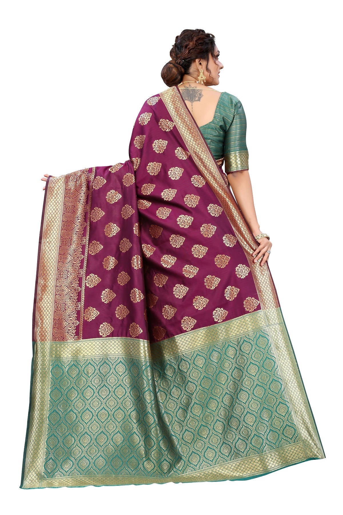 Vamika Ethnic Fire Purple Weaving Banarasi Jacquard Saree