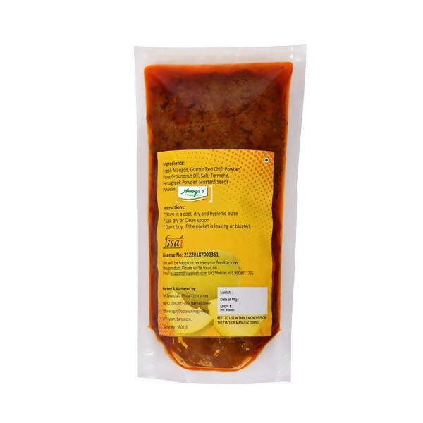 Amoga's Pickles Factory Andhra Authentic Mango Avakaya Pickle without Garlic