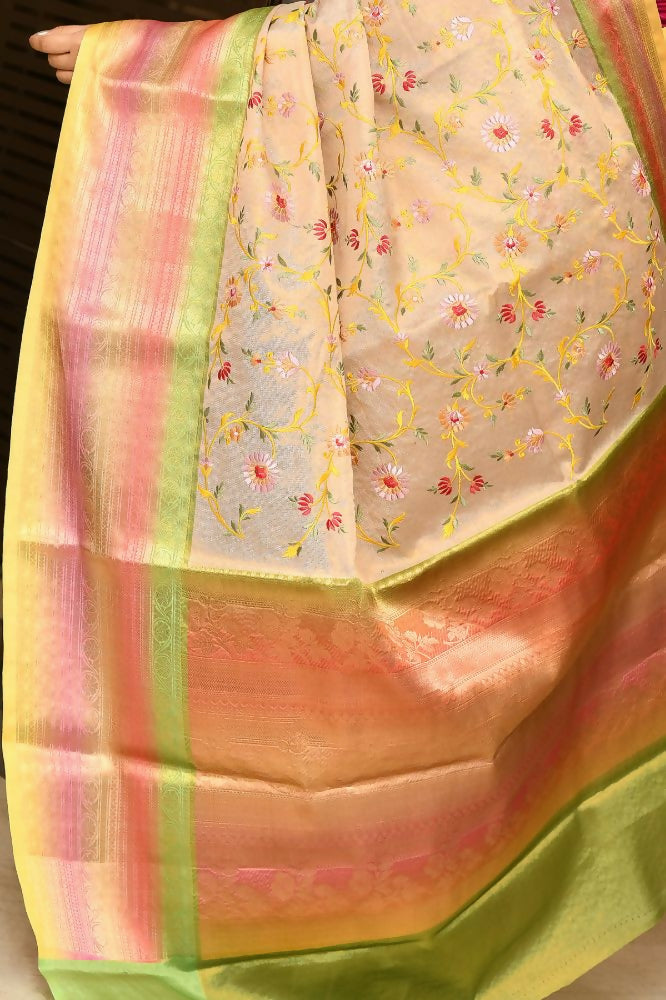 Joban Fashion Multicolor Saree Tissue Rainbow Digital And Embroidery