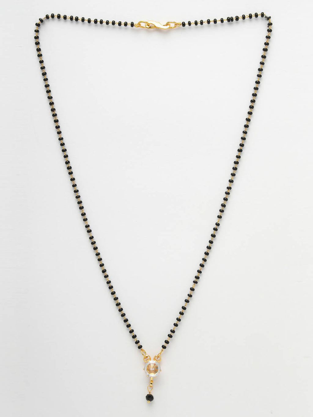 NVR Women Ethnic Gold-Polished Beaded Mangalsutra With Ad Stone