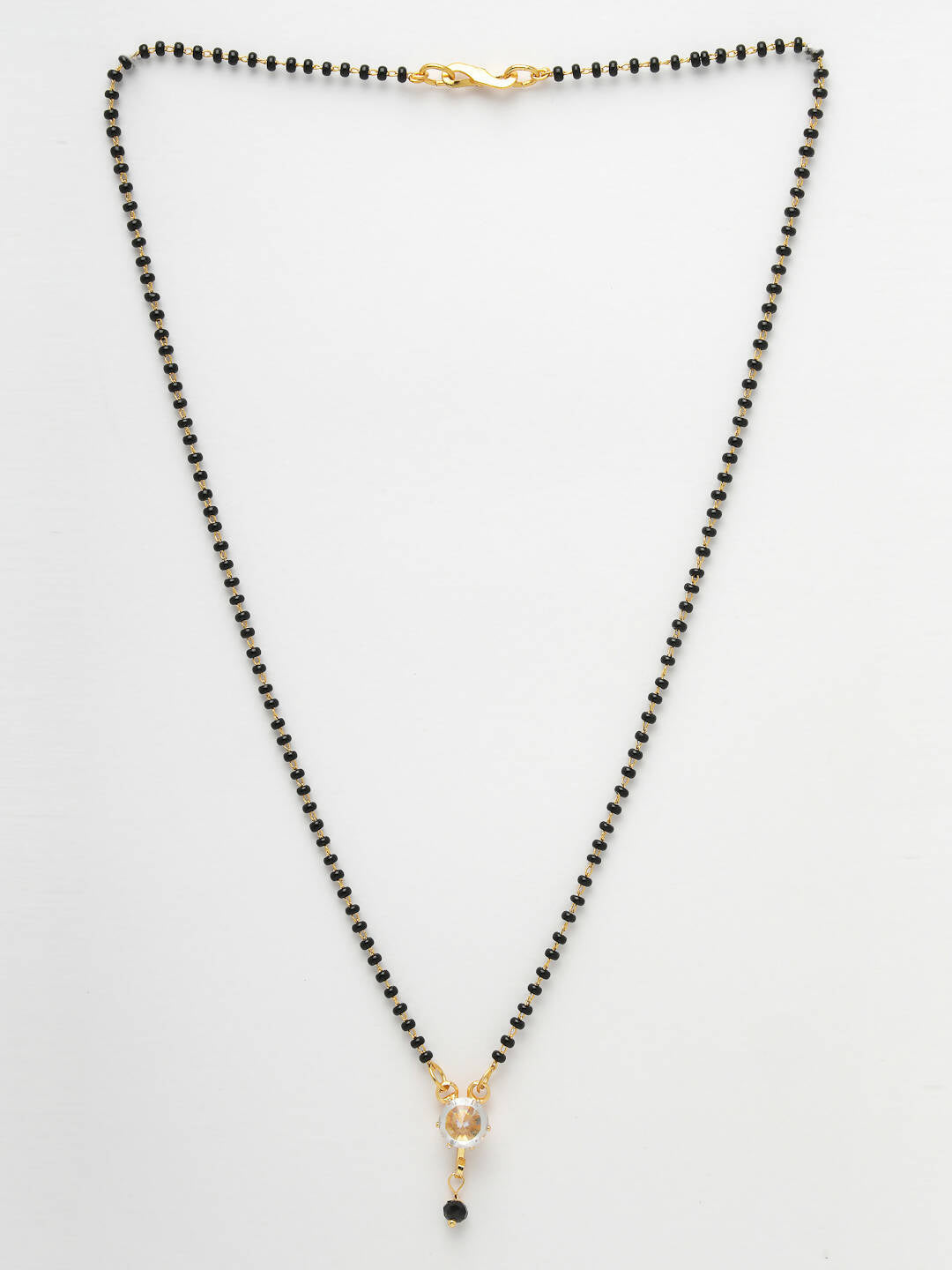 NVR Women Ethnic Gold-Polished Beaded Mangalsutra With Ad Stone