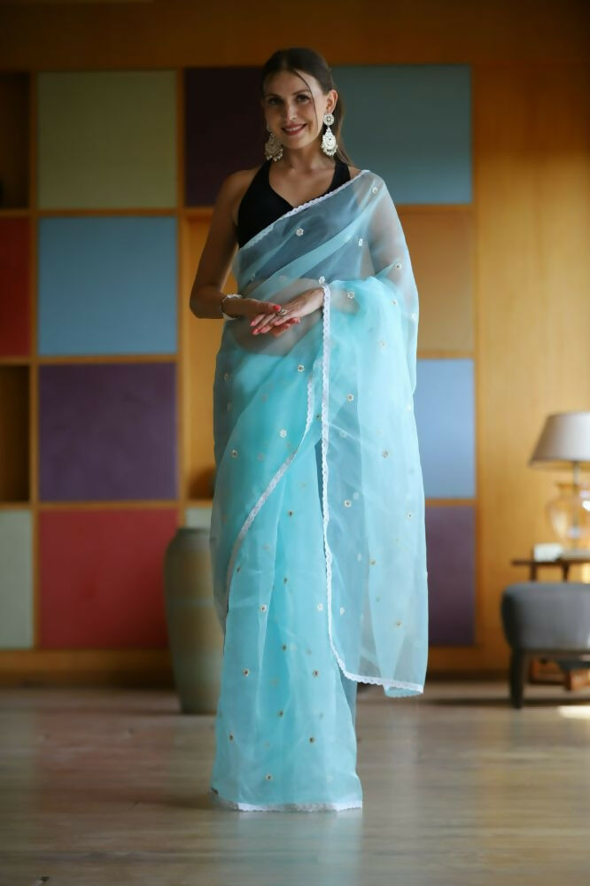 Vamsee Manbhari Sky Organza Saree