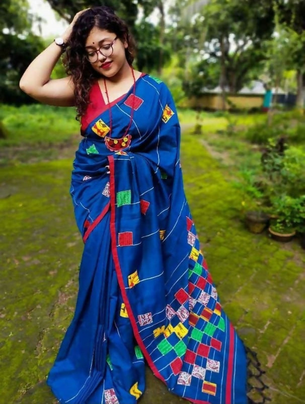 Exclusive Collection Multy Beautiful Cotton Applique Work Saree