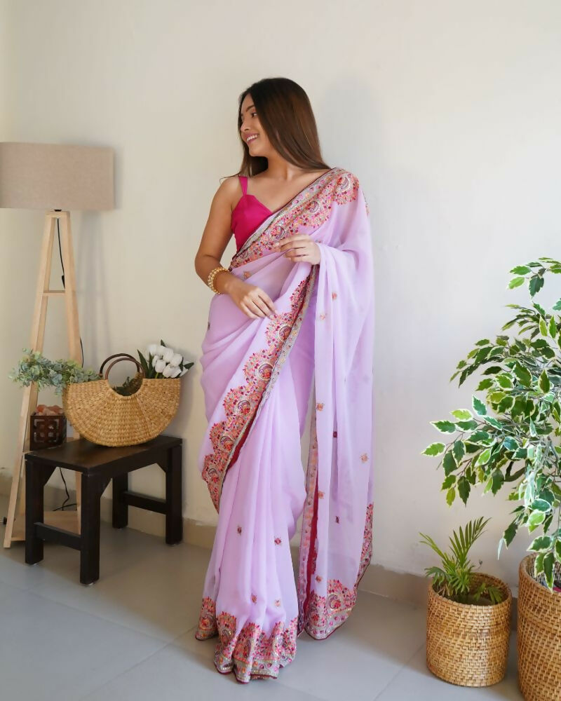 Vamsee Smiti Lavender Georgette Saree