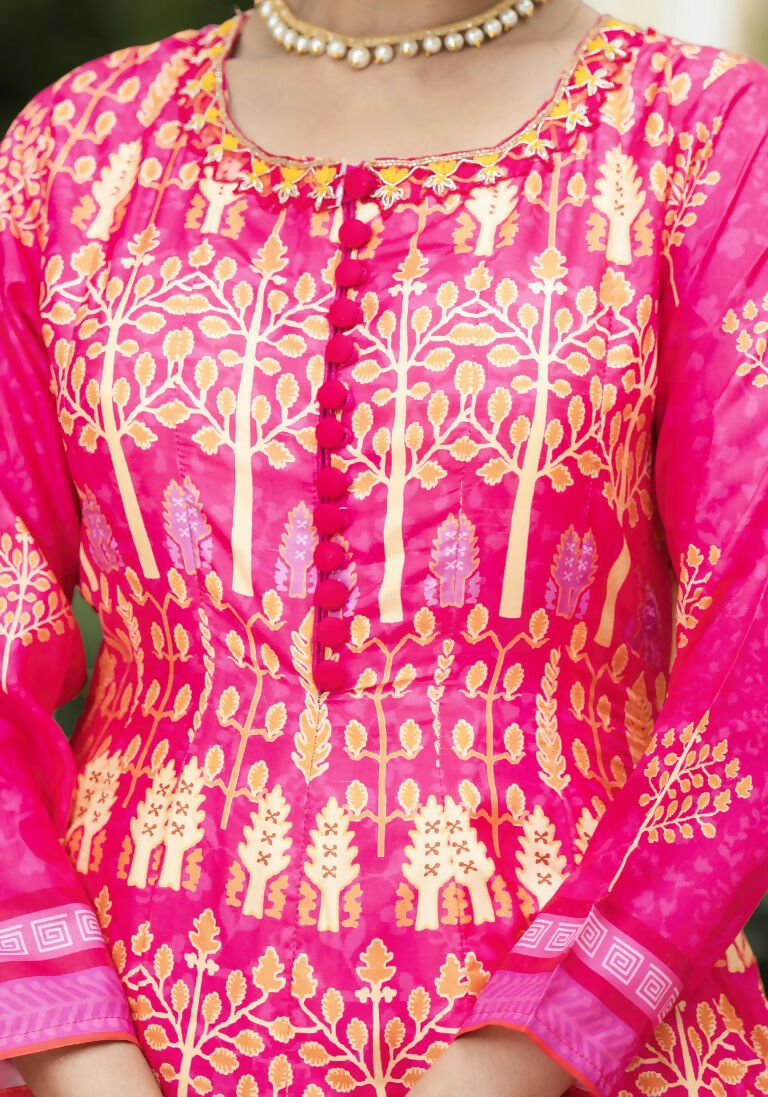 Wedding Designer Pink Soft Dola Silk Anarkali suit with Dupatta - Samanta