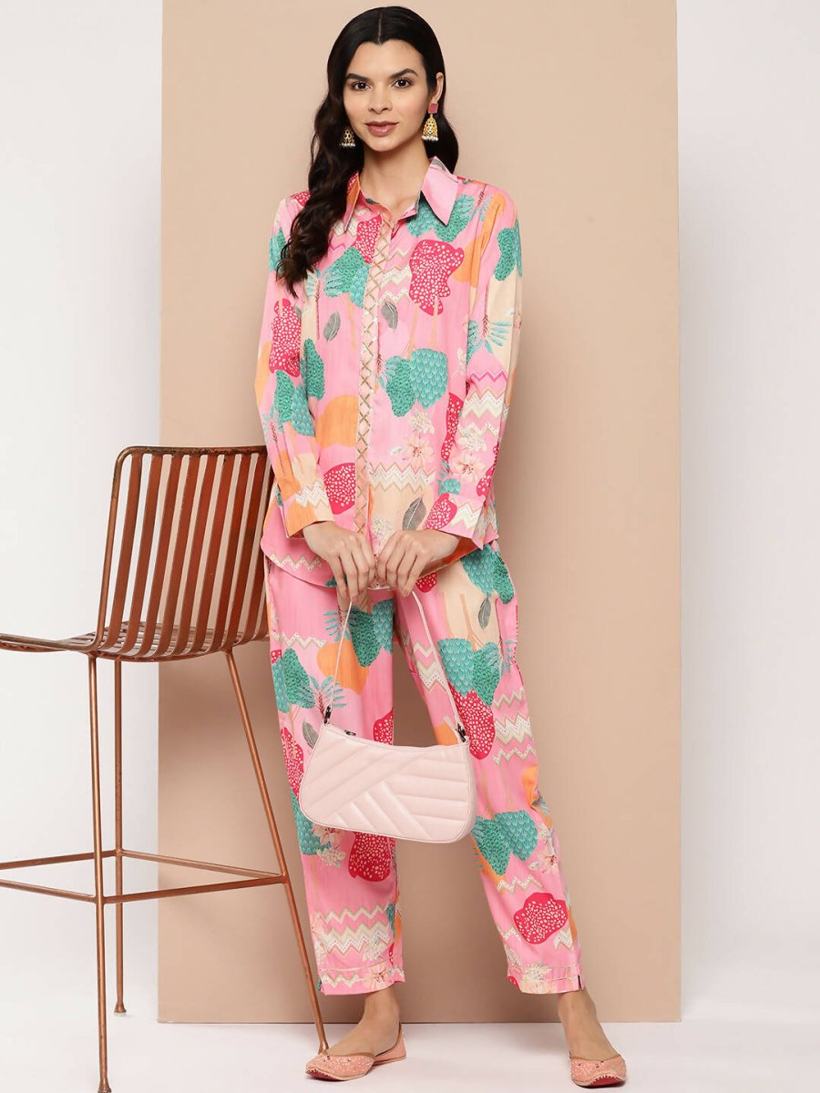 Ahalyaa Women's Traditional Wear Co-ods - Pink