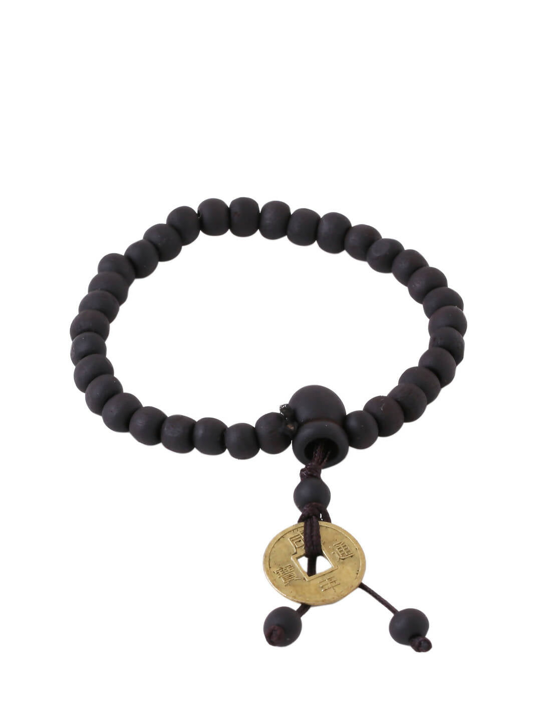 NVR Men's Black Beaded Adjustable Bracelet