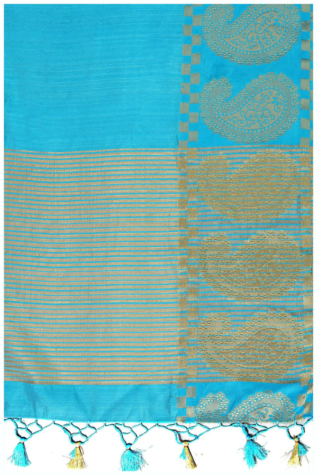 Mimosa Women's Banarasi Tussar Silk Turquoise Blue Saree