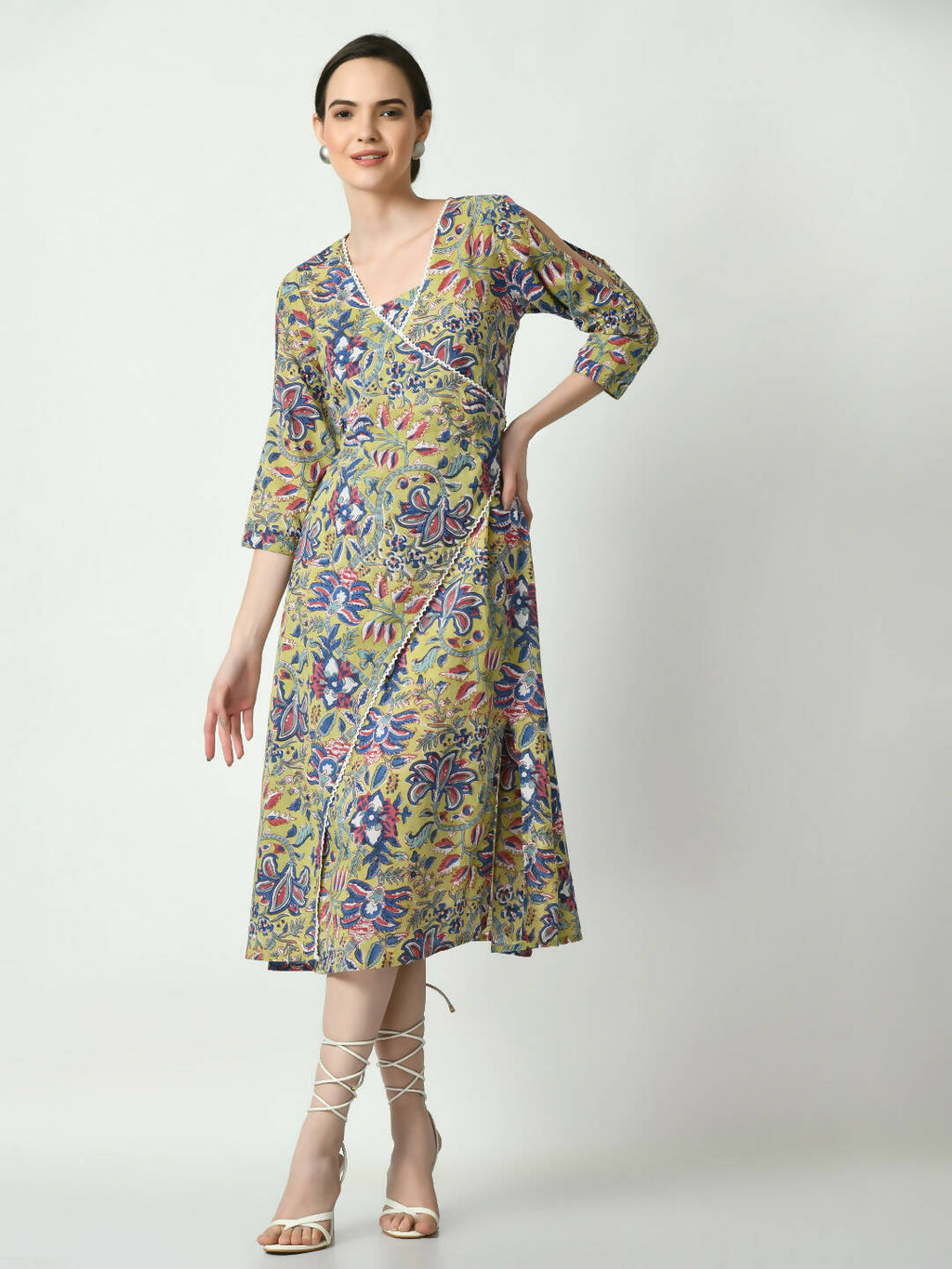 Myshka Women's Multi Floral Printed A-Line Dress