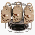 Home Centre Caraway Cup and Saucer- Set of 13 Pcs - 220 ml - Brown