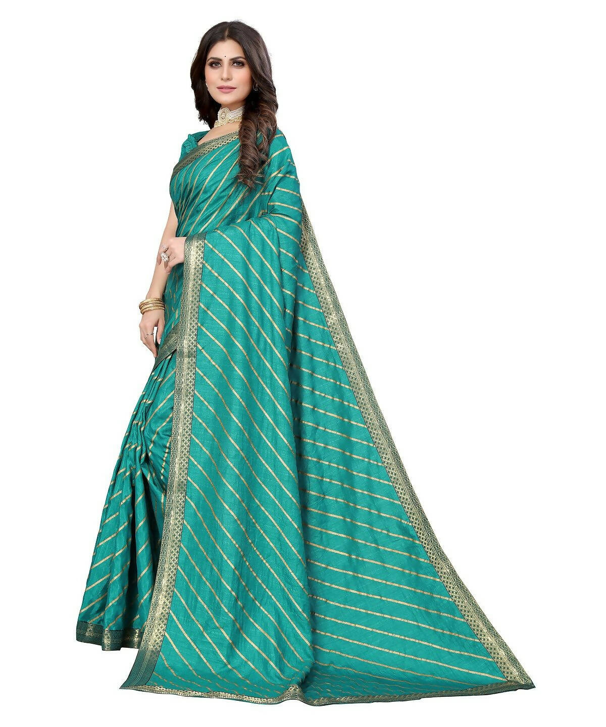 Vamika Dola Silk Green Lace Border Bollywood Style Saree (SUCHI GREEN)