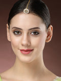 NVR Women's Gold-Polished CZ Stone-Studded Borla Maang Tikka