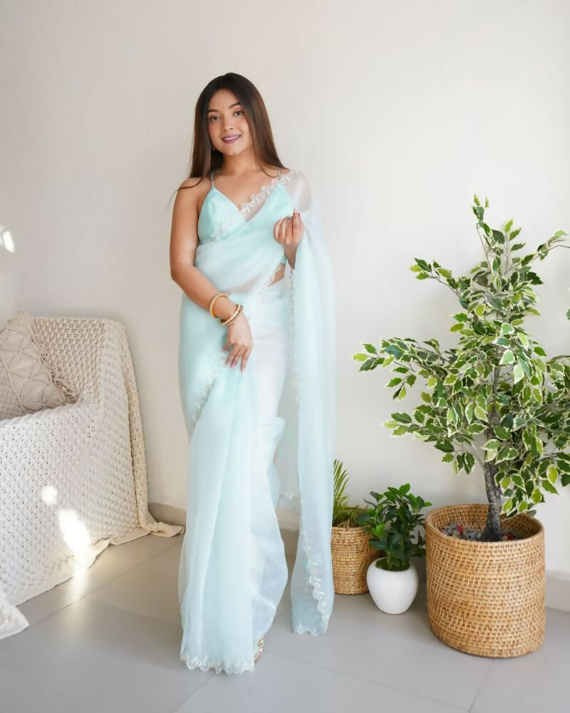 Vamsee Sheetal Sky Organza Saree