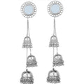 MS Fashion India Muskan Fancy Silver Plated Mirror Tribal Long Hook Jhumki Earrings