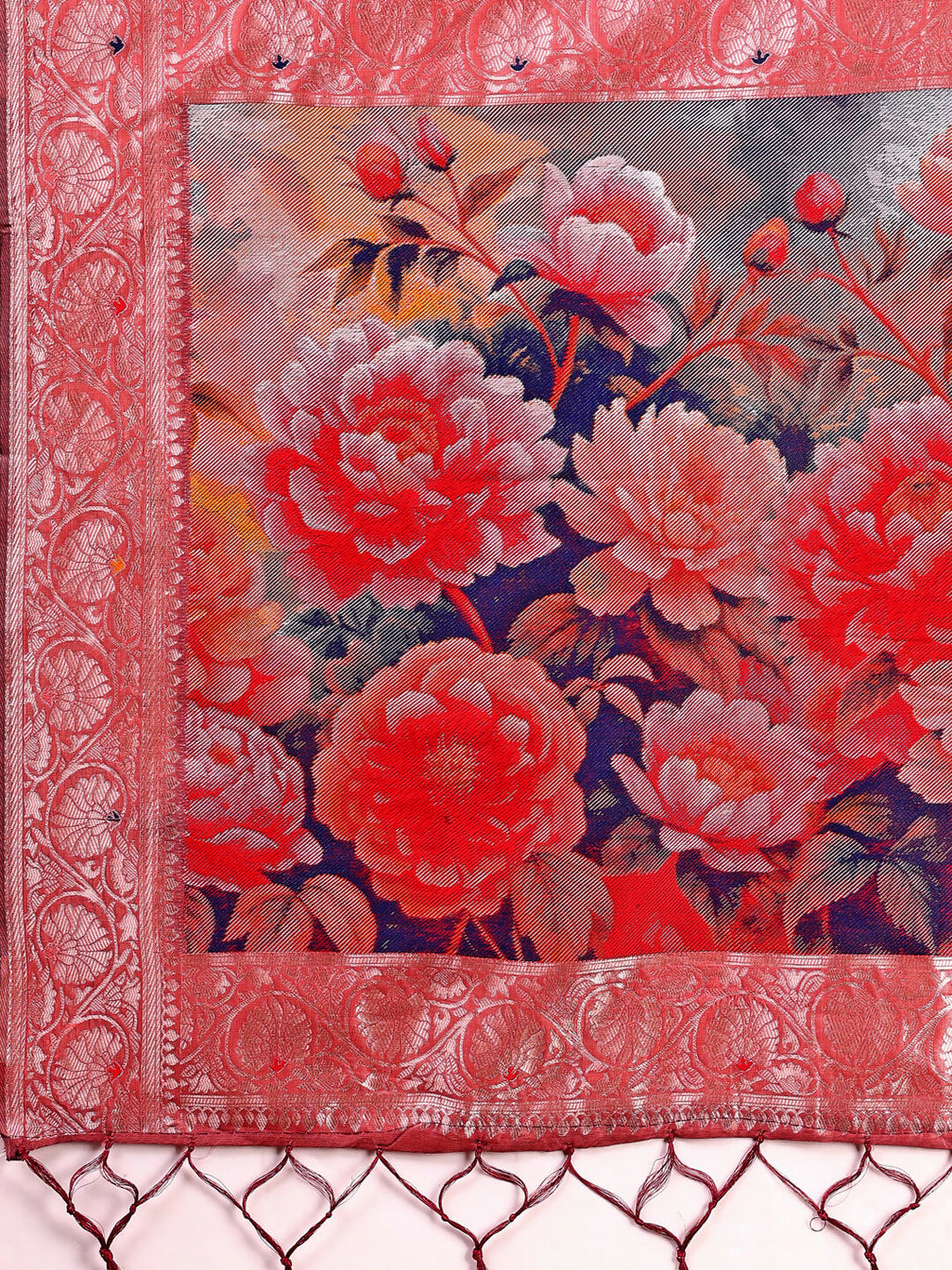 Shree Shyam Fashion Linen Cotton Rust Saree