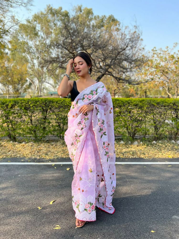 Vamsee Kamaljaal Lavender Organza Saree