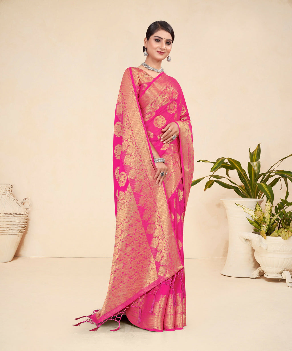 Pink Viscose Weaving Designer Saree - Vandini
