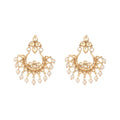 Nuyug 22K Gold Plated Kundan Chandbali Pearl Elegance Earrings