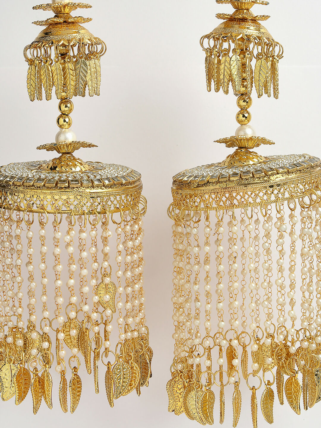 NVR Women's Pack Of 2 Gold-Polished Kundan Bridal Heavy Kaleera Sets