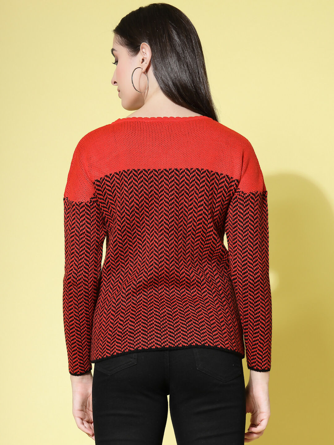 Women Winter Rust Acrylic Sweater - Wool Trees