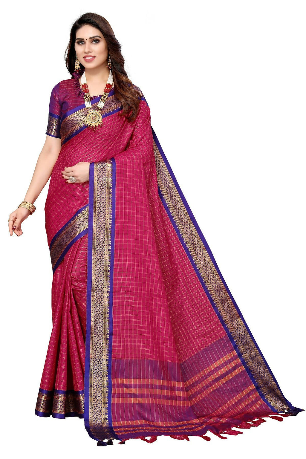 Vamika Weaving Pink Cotton Silk Saree (BHAVINI PINK)