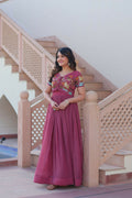 Joban Fashion Pink Crunchy Fabric Sequence Embroidery Work Kurta Set