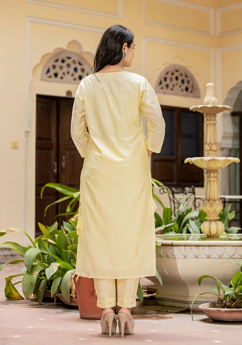 Kaajh Women's Light Yellow Modal Silk Kurta Pant Set With Dupatta