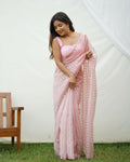Vamsee Vijaysitara Baby Pink Organza Saree