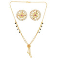 AanyaCentric Gold-Polished Short Mangalsutra Set with Earrings