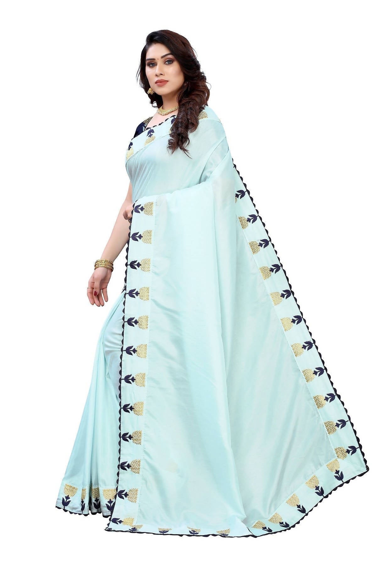 Vamika Sky Blue Dola Silk Embroidery Saree (GITIKA SKY BLUE)
