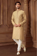 Joban Fashion Light Grey art Silk Blend Strips kurta Pyjama