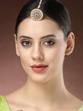 NVR Women's Gold-Polished CZ Stone-Studded Borla Maang Tikka