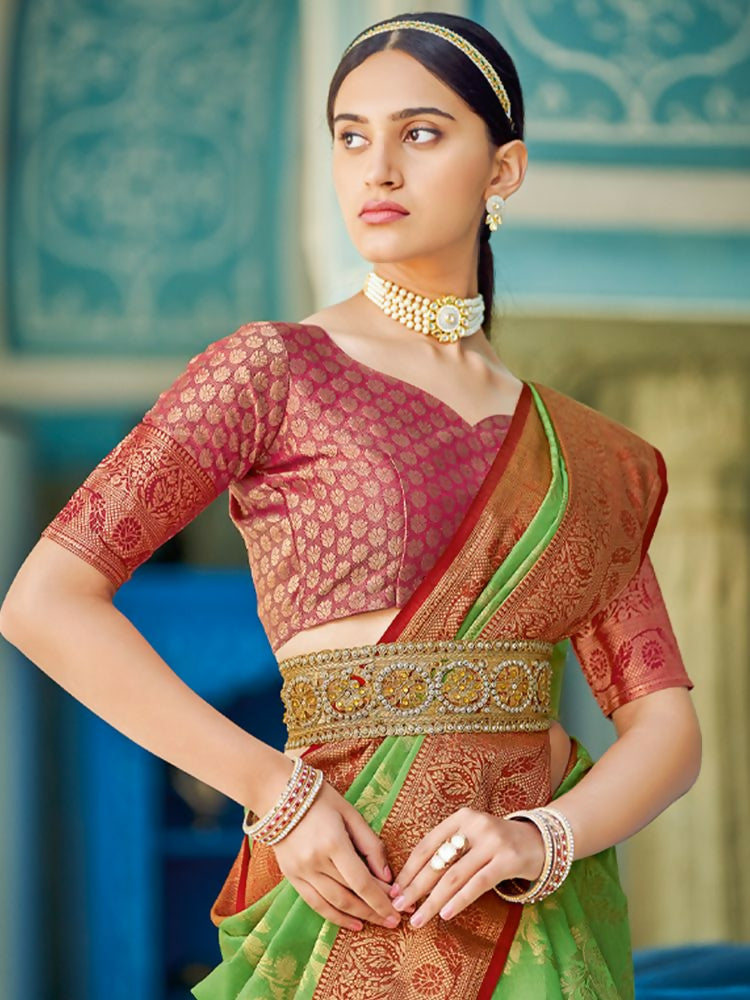 Shree Shyam Fashion Linen Cotton Light Green Saree