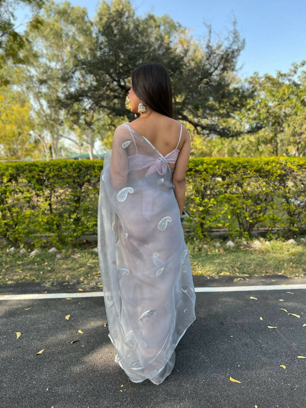 Vamsee Grey Organza Saree