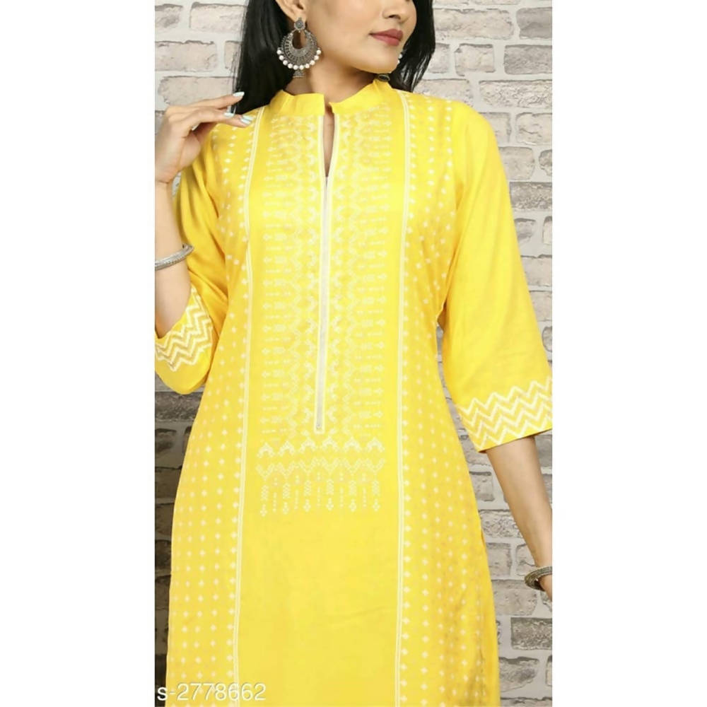 Vamika Yellow Embroidery Rayon Party And Casual Wear Kurta Set