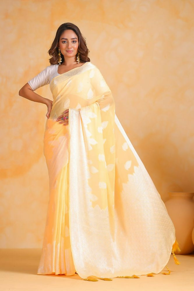 Vamsee Sikha Yellow Georgette Saree