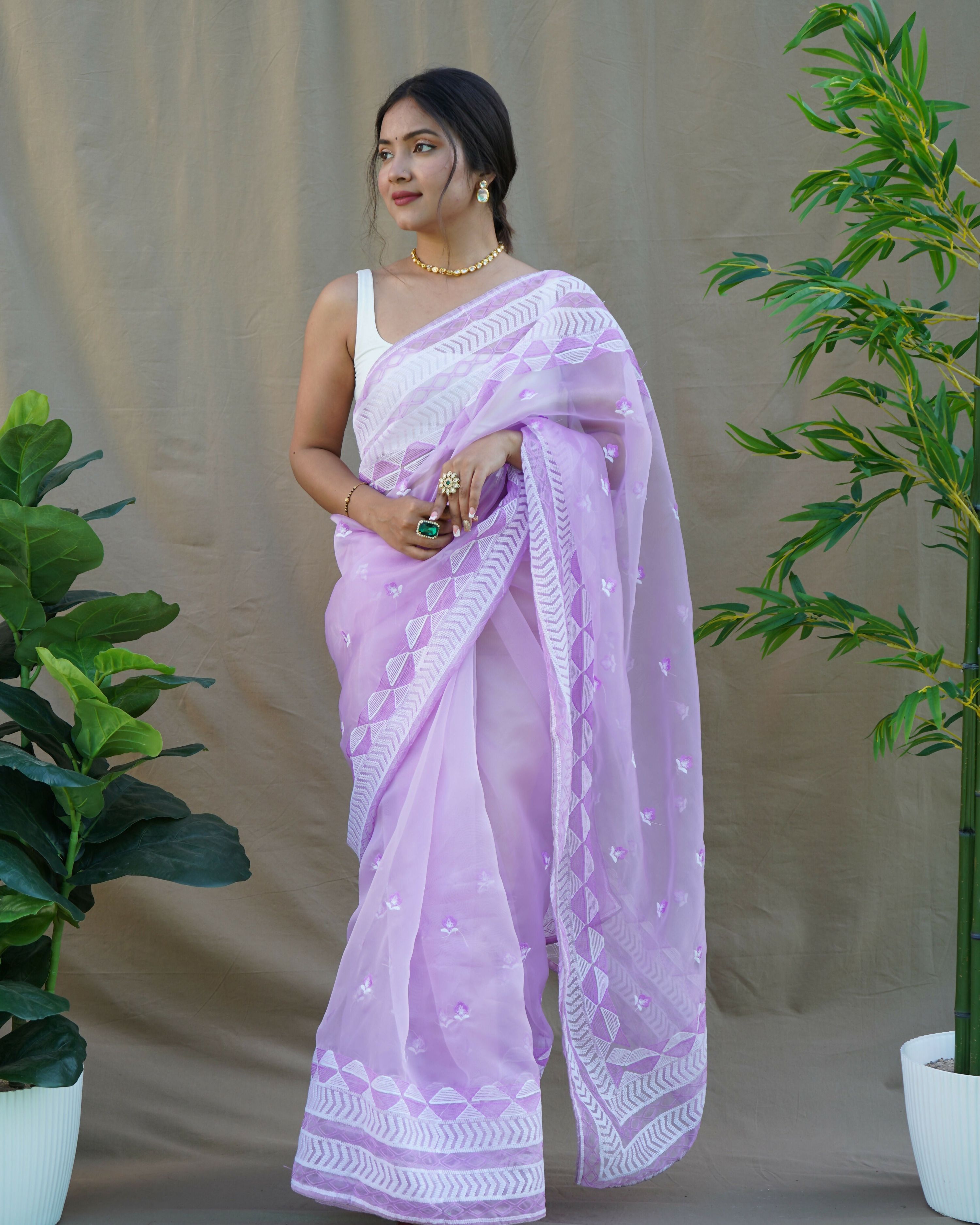 Vamsee Kamal Purple Organza Saree