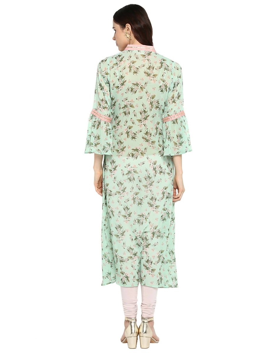 Ahalyaa Women's Yellow Geogette Digital Print Kurta