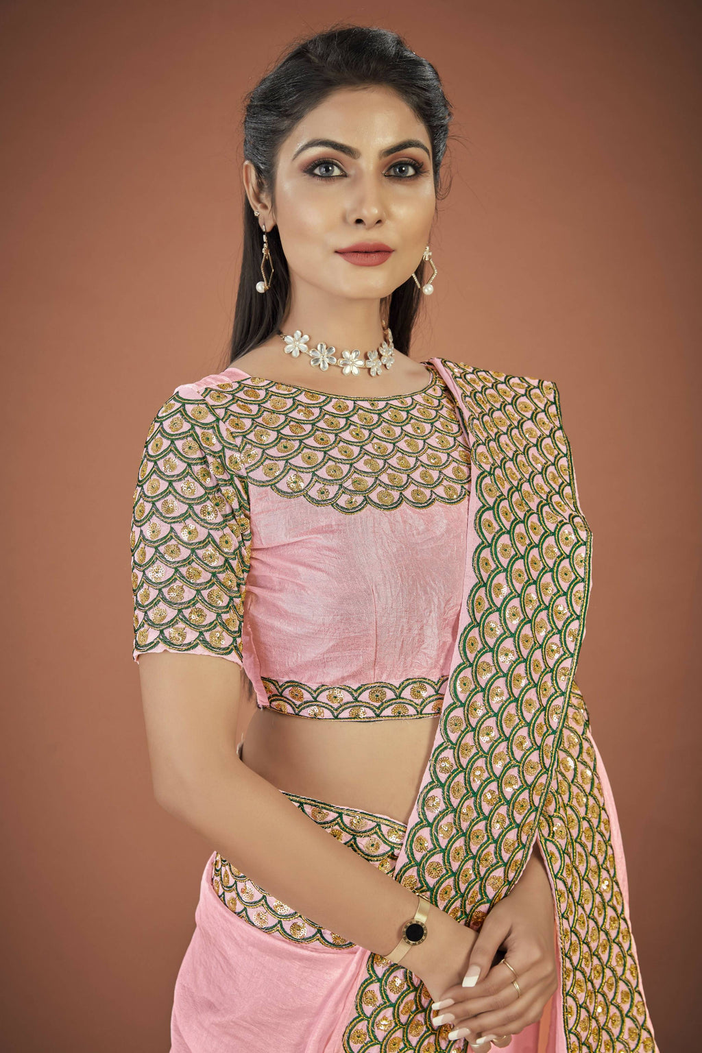 Vamsee Lata Pink Organza Saree
