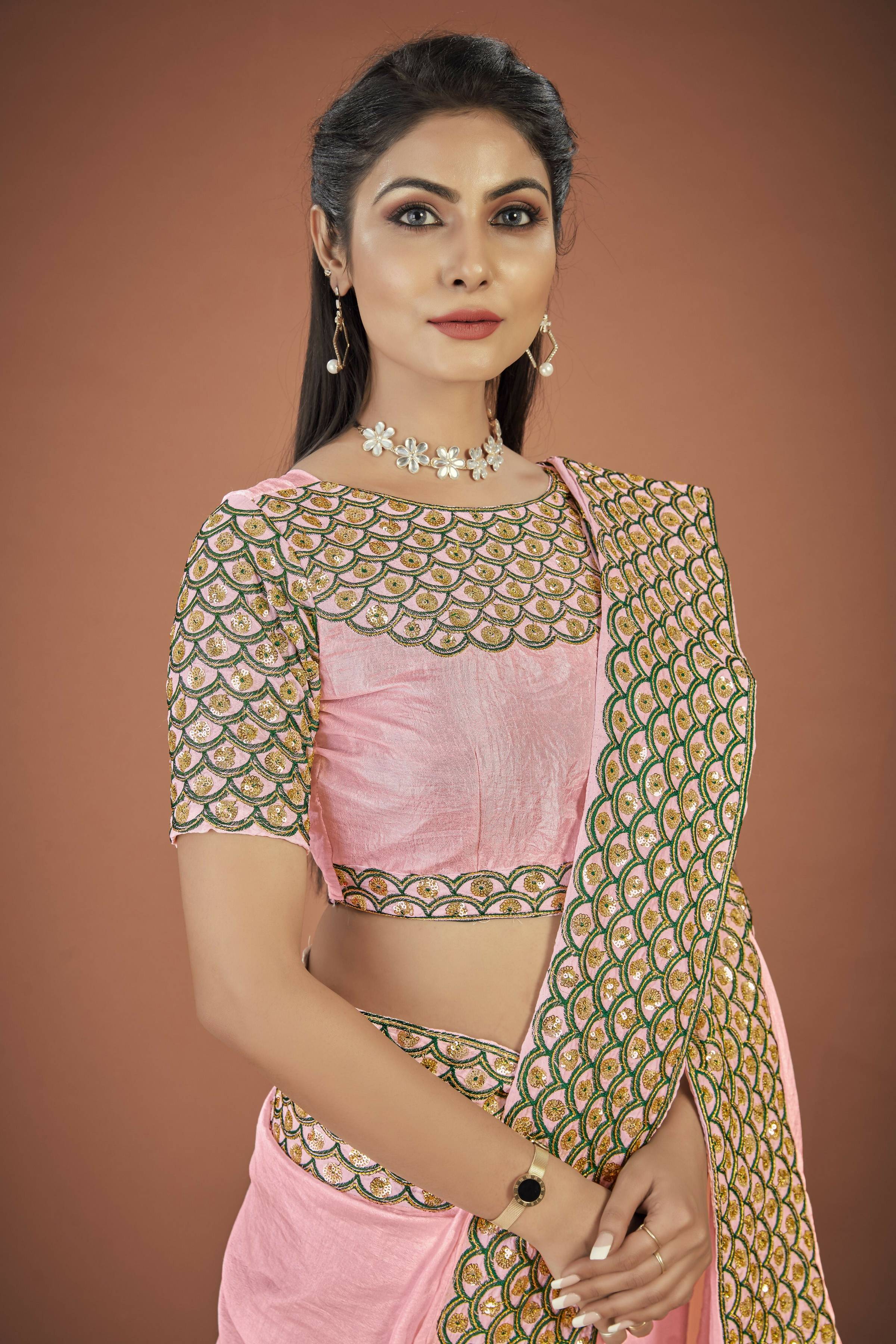 Vamsee Lata Pink Organza Saree