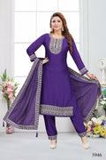 Joban Fashion Muslin Silk Purple Color Kurta Set