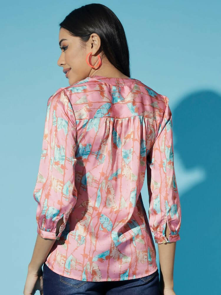 Myshka Women Multi Floral V-Neck Regular Sleeves Polyester Top