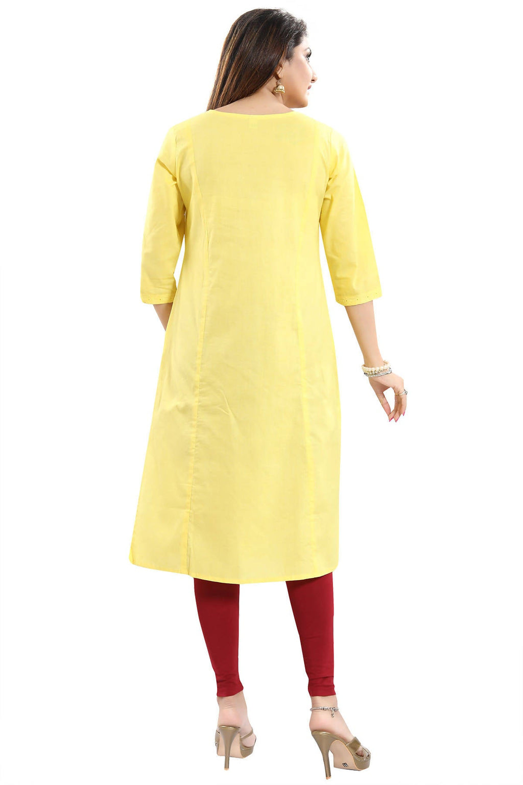 Snehal Creations Vibrant Yellow Cotton Long Chicken Tunic
