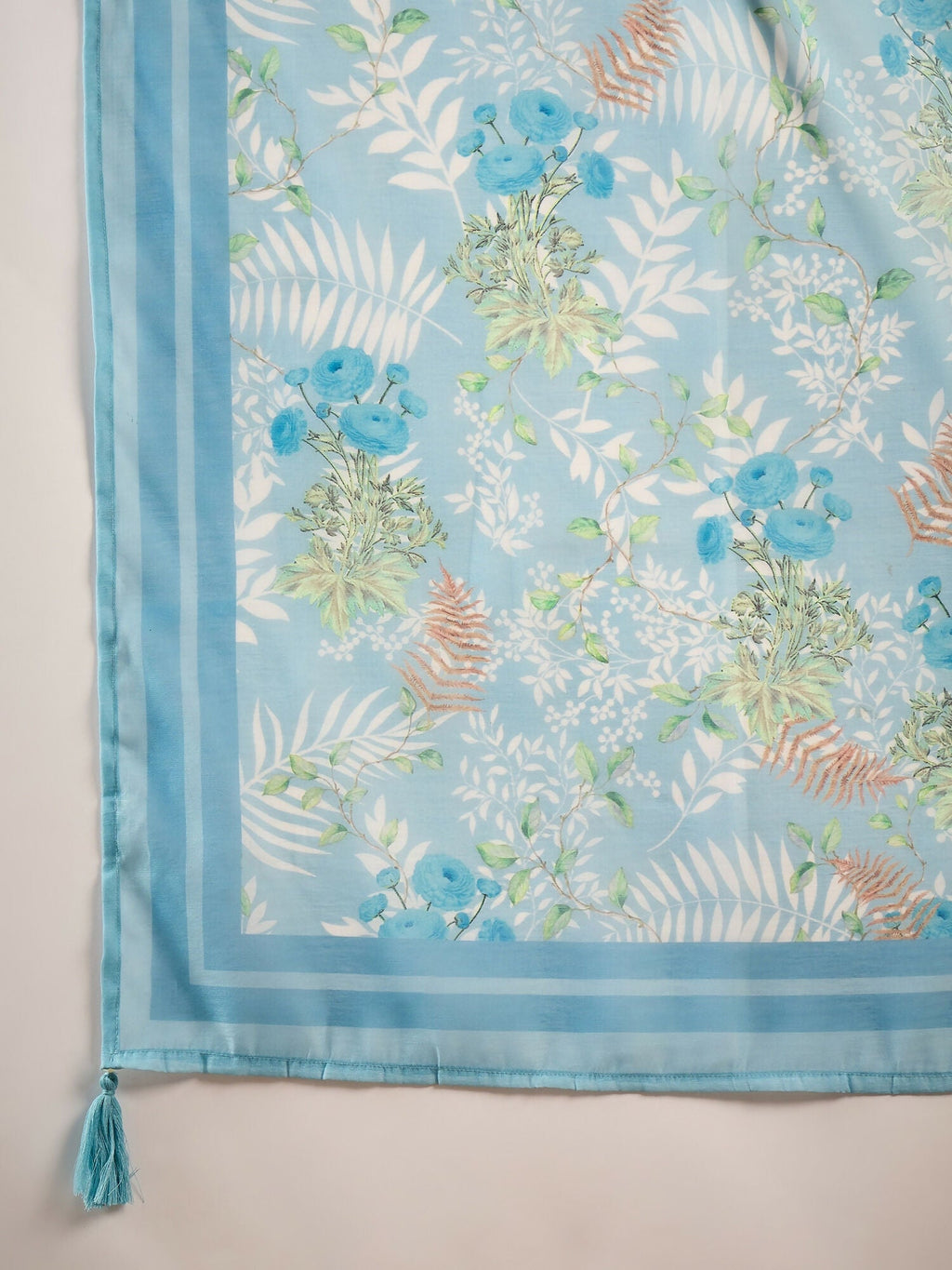 Blue Crystal Organza schiffli embroidery Kurta With Trouser & Dupatta - Bhumi