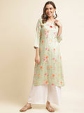 Green Poly Rayon Floral Printed Straight Kurta - Prasuti