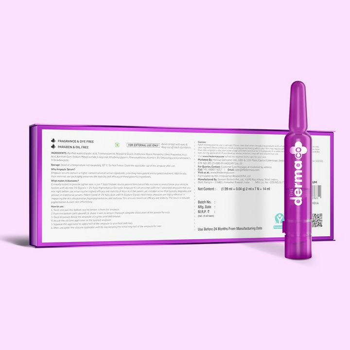 The Derma Co 5% Glycolic + 2% Kojic Pigmentation Corrector Ampoule Kit